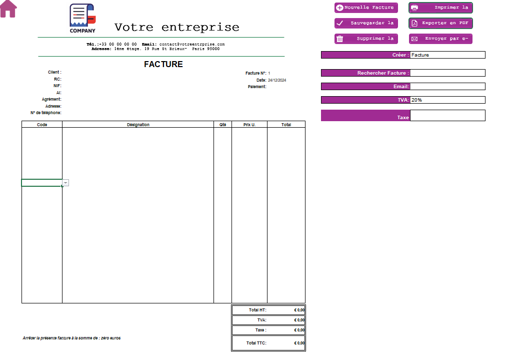 Programme de facturation sur EXCEL automatisé